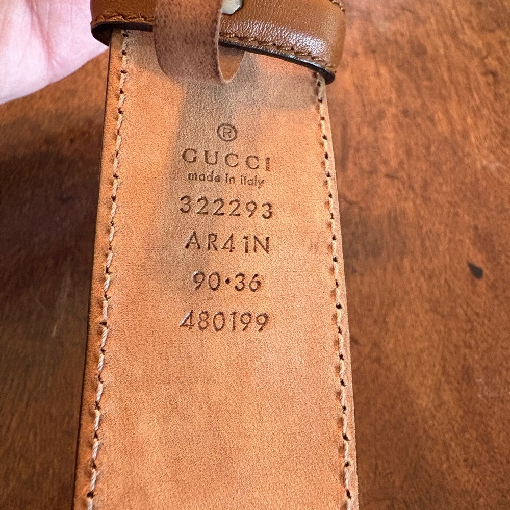 Gucci Tan Leather Belt with Silver Buckle - Picture 3 of 6